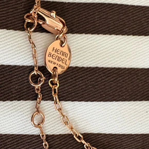 Henri Bendel Rose Gold Black Marble Conic Pendant Necklace 32” - Picture 3 of 7